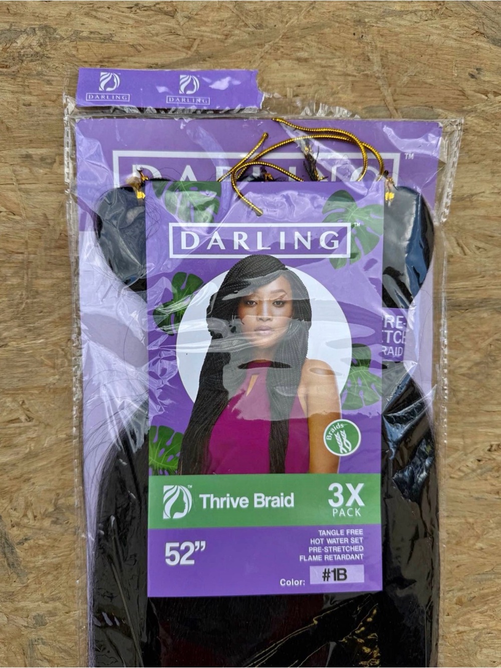 Darling Thrive Braid 52" Synthetic Hair - Color #1B Black - 3X Pack